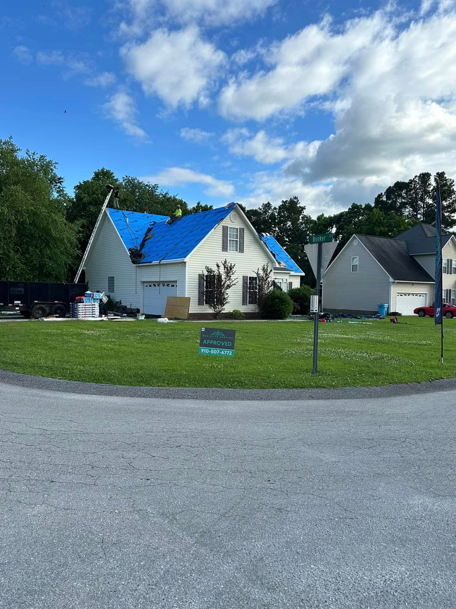Shingles on modern roof